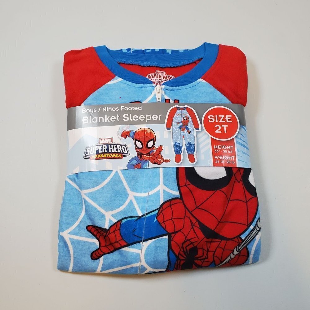 Marvel Spiderman Blanket Sleeper Boys 2T NWT Sleep & Play Superhero Full Zip